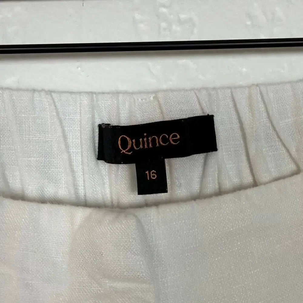 Quince 100% European Linen Pleated Trouser White Size 16